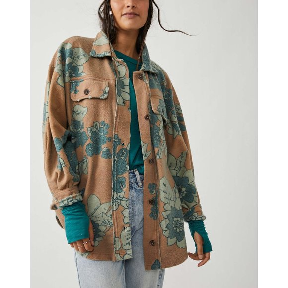 NWT Free People Printed Ruby Jacket / Tan Combo - Picture 2 of 6